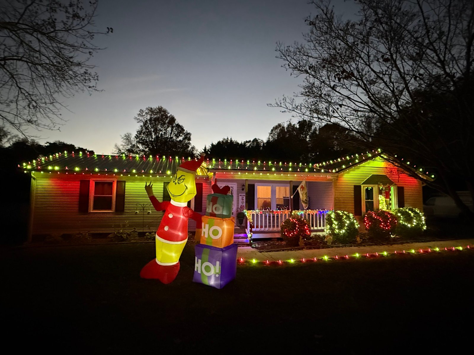 Professionally designed Christmas lighting installed on a home